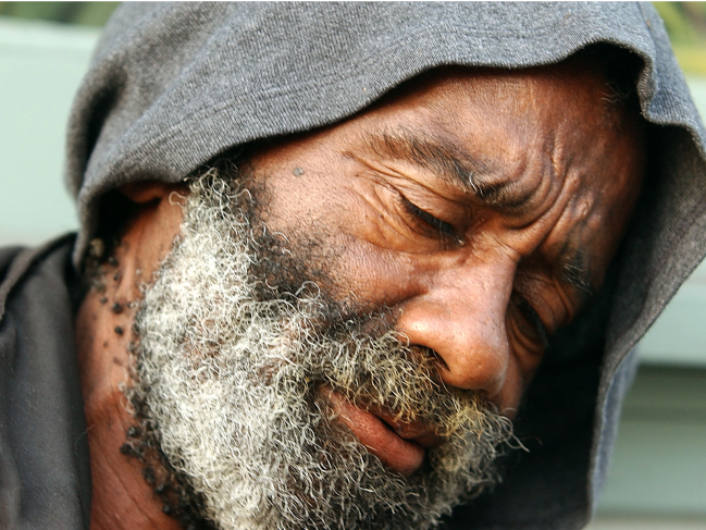 old man sad homeless