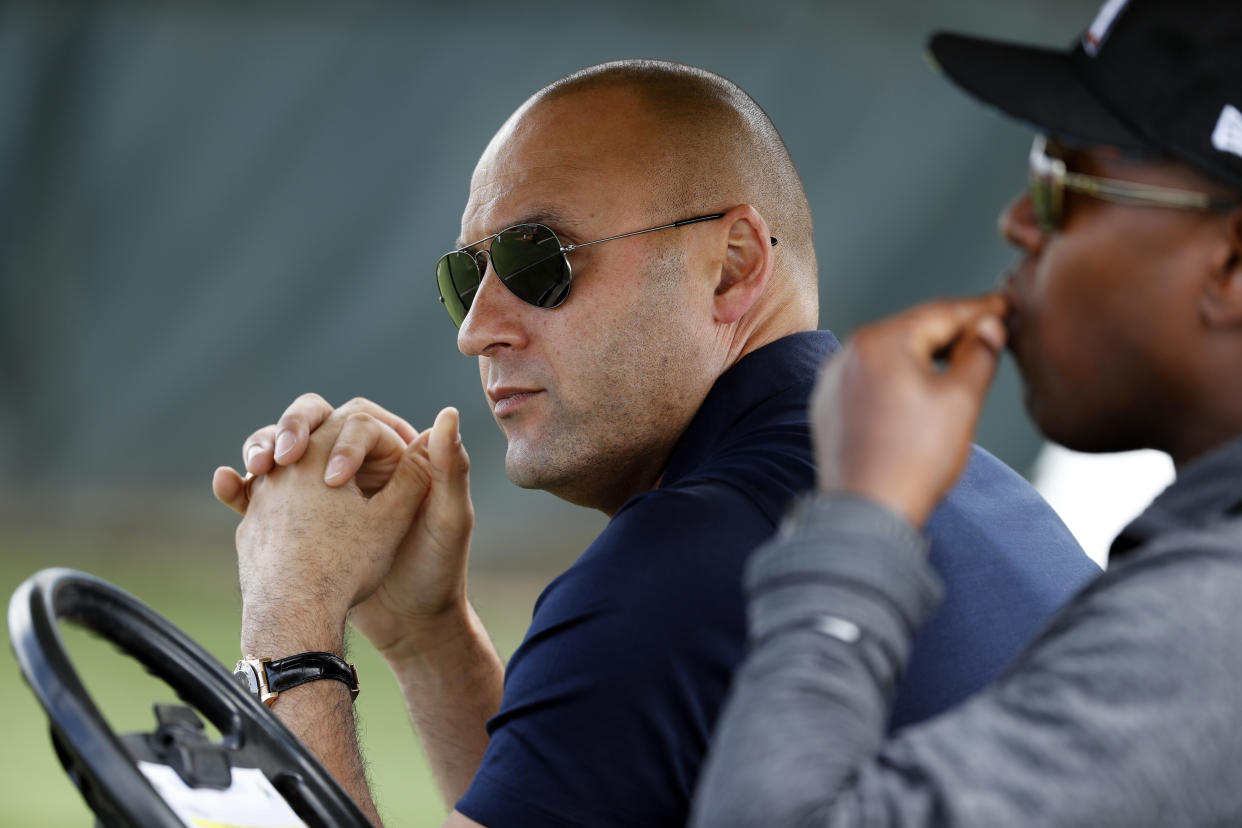 Derek Jeter and the rest of the Marlins ownership are claiming the team has corporate citizenship in the British Virgin Islands. (AP Photo)