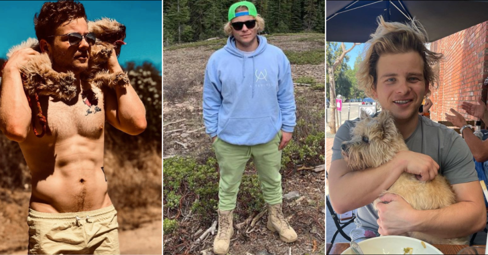 Jonathan Lipnicki outdoors and with his Cairn Terrier Denny from his Instagram account. 