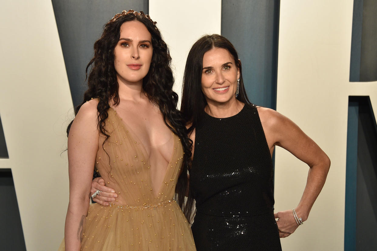 Rumer Willis and Demi Moore attend the 2020 Vanity Fair Oscar Party.