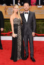 Aaron Paul and Lauren Parsekian arrive at the 19th Annual Screen Actors Guild Awards at the Shrine Auditorium in Los Angeles, CA on January 27, 2013.