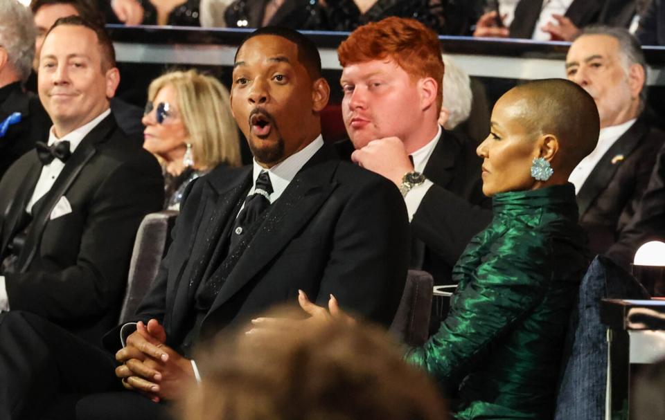 Will Smith and Jada Pinkett Smith at the 94th Academy Awards at the Dolby Theatre.