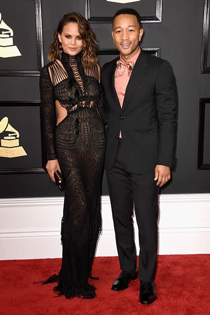 The 'Lip Sync Battle' co-host shared a snap from her first GRAMMYs red carpet with then-boyfriend, now-husband John Legend 10 years ago.