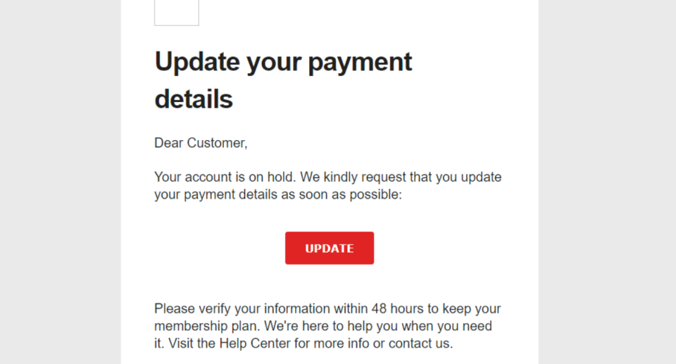 Netflix scam email