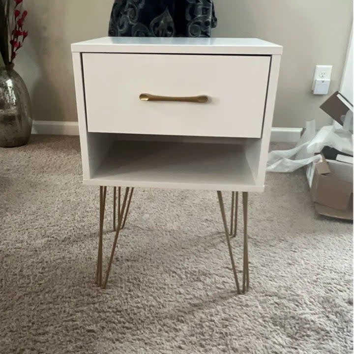 Reviewer's photo of the nightstand in the color White