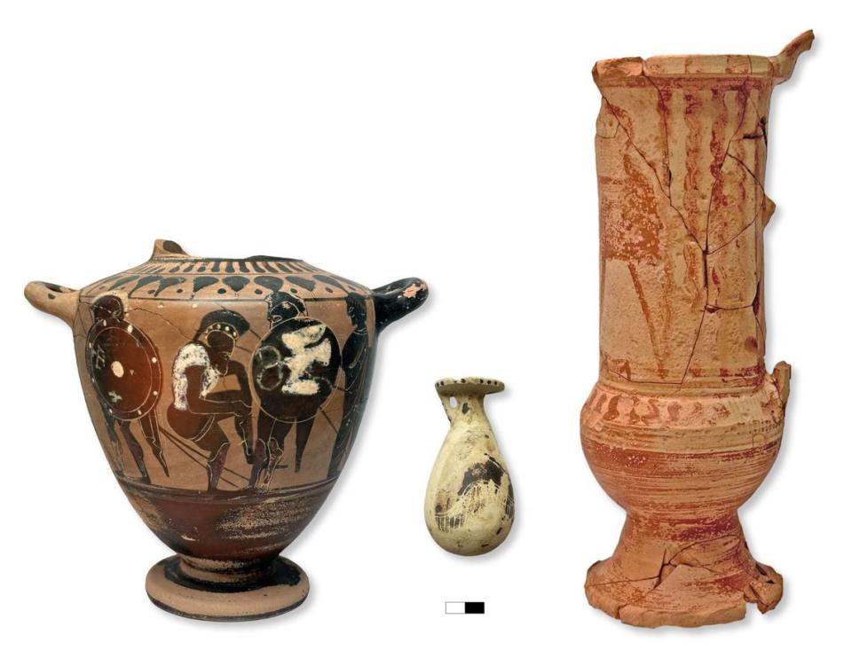 Vases unearthed from the temple.