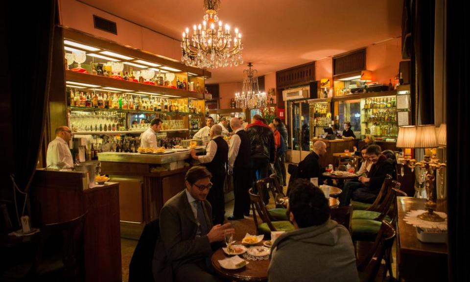 Inside the Bar Basso in Milan.
