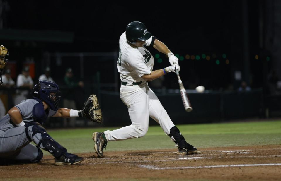 Hogan McIntosh of Jacksonville University had two doubles on Thursday in the Dolphins' 7-4 victory over North Florida at Sessions Stadium.