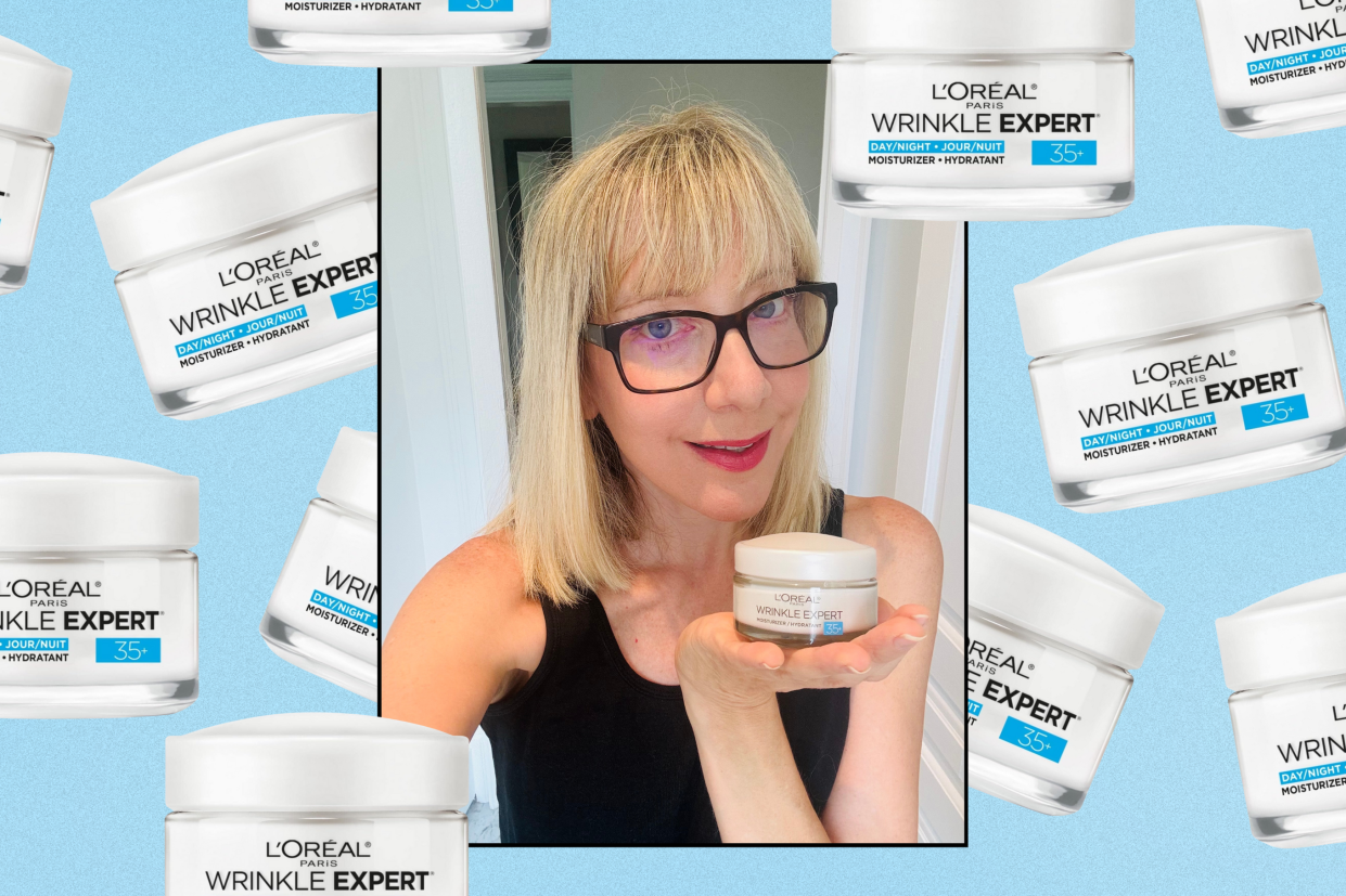 I'm almost 50 and I tried Amazon's viral L’Oréal Paris Wrinkle Expert Anti-Fine Line Moisturizer — is it worth the money? (Photos via Amazon & Sarah DiMuro).