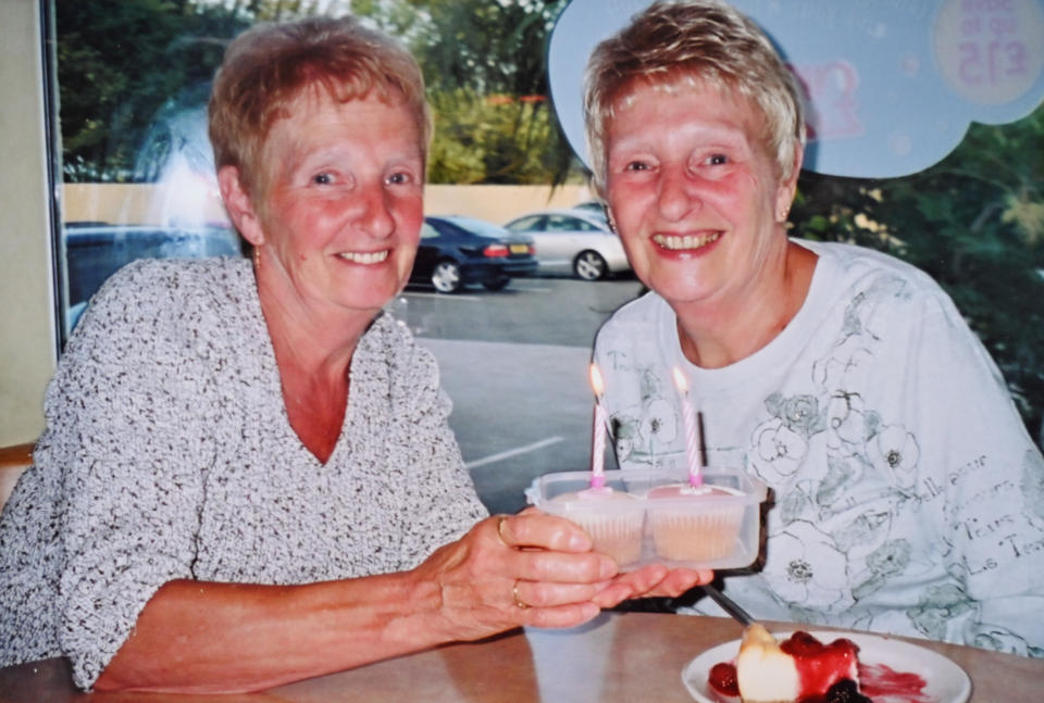 Margaret and Maureen (L-R) pictured celebrating their 68th Birthday. (SWNS)