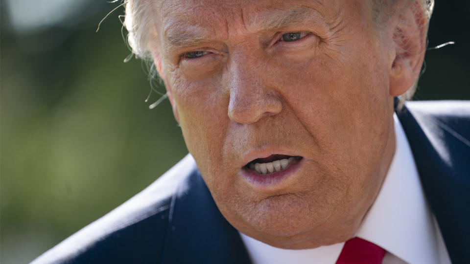 U.S. President Donald Trump speaks to reporters on his way to Marine One on the South Lawn of the White House on September 30, 2020 in Washington, DC. (Drew Angerer/Getty Images)