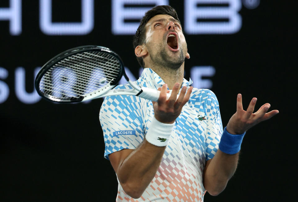 Novak Djokovic (pictured) was angry during the quarter-final Australian Open match.