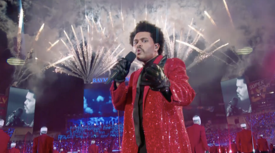 The Weeknd performs at the Super Bowl halftime show