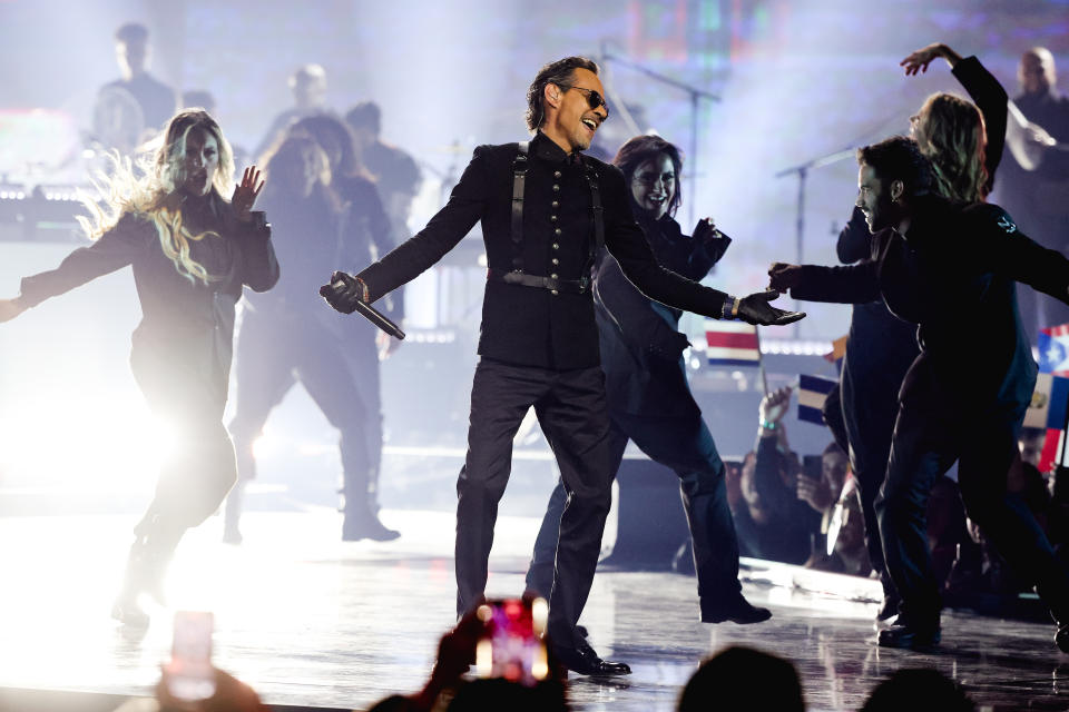 LAS VEGAS, NEVADA - APRIL 25: Marc Anthony performs onstage during the 2024 Latin American Music Awards at MGM Grand Garden Arena on April 25, 2024 in Las Vegas, Nevada.  (Photo by Ethan Miller/Getty Images)