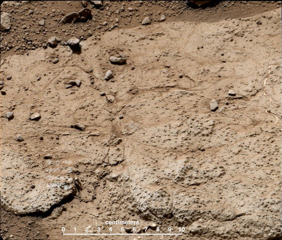 This patch of bedrock, called "Cumberland," has been selected as the second target for drilling by NASA's Mars rover Curiosity. Image released May 9, 2013.