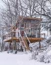 <p>This upstate New York picturesque perch, owned by <em>Treehouse Masters'</em> Christina Salway, is constructed from roughly 75 salvaged windows.</p><p><a class="link " href="https://www.amazon.com/Tiny-House-Living-Building-Square/dp/1440333165/?tag=syn-yahoo-20&ascsubtag=%5Bartid%7C10050.g.1887%5Bsrc%7Cyahoo-us" rel="nofollow noopener" target="_blank" data-ylk="slk:SHOP TINY HOUSE BOOKS;elm:context_link;itc:0;sec:content-canvas">SHOP TINY HOUSE BOOKS</a></p>