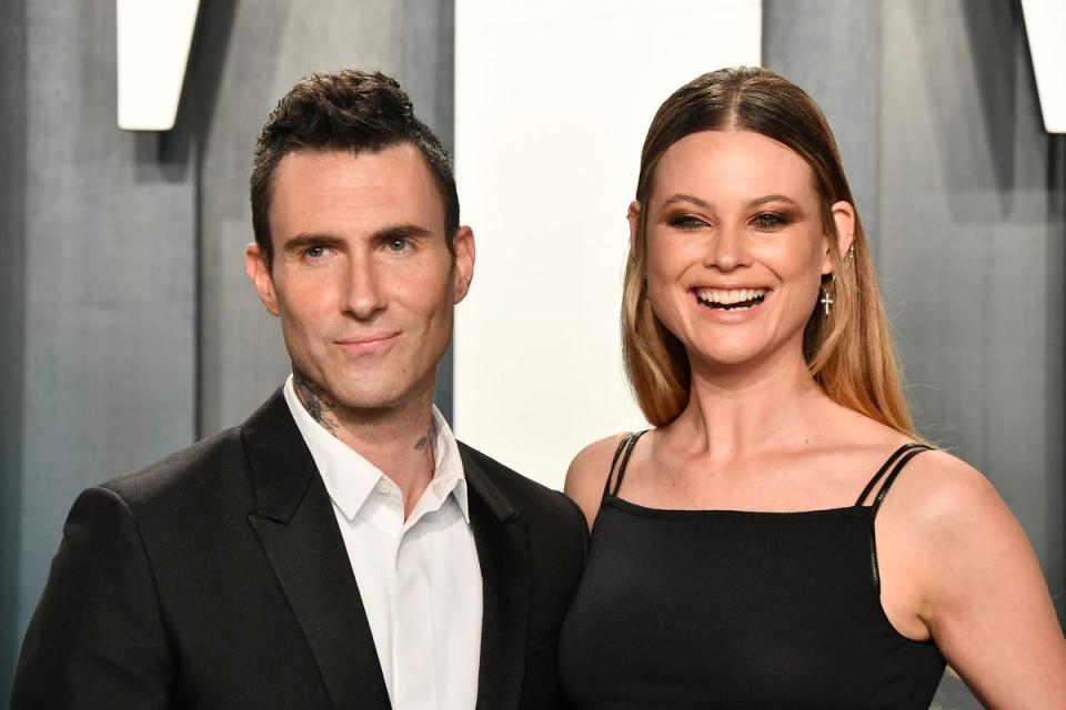 Adam Levine with wife Behati Prinsloo in 2020 (Getty)