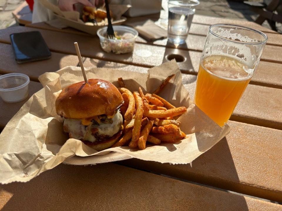 A burger and beer at Abridged Beer Company