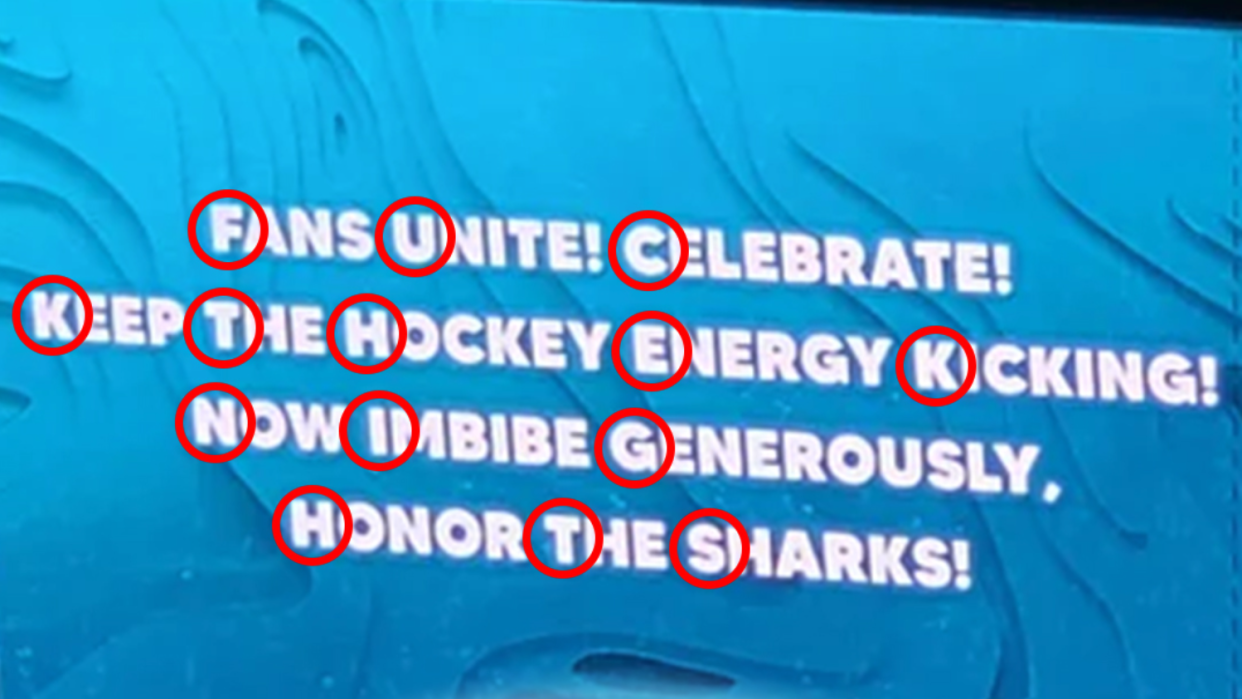 The San Jose Sharks-Vegas Golden Knights rivalry has hit new levels of petty. (Photo via Twitter/@NBCSSharks)