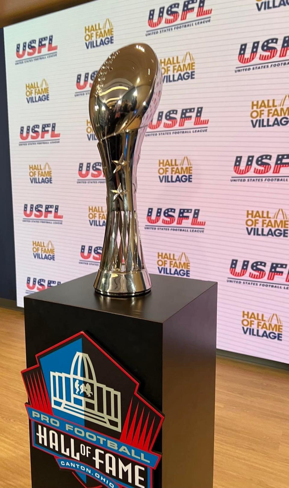 A USFL championship trophy will go to the winner of Saturday's game between the Pittsburgh Maulers and Birmingham Stallions at Tom Benson Hall of Fame Stadium in Canton.