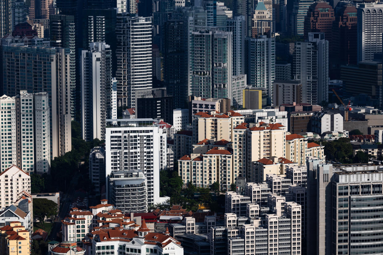 Buildings in Singapore, on Monday, Feb. 19, 2024.  Photographer: SeongJoon Cho/Bloomberg