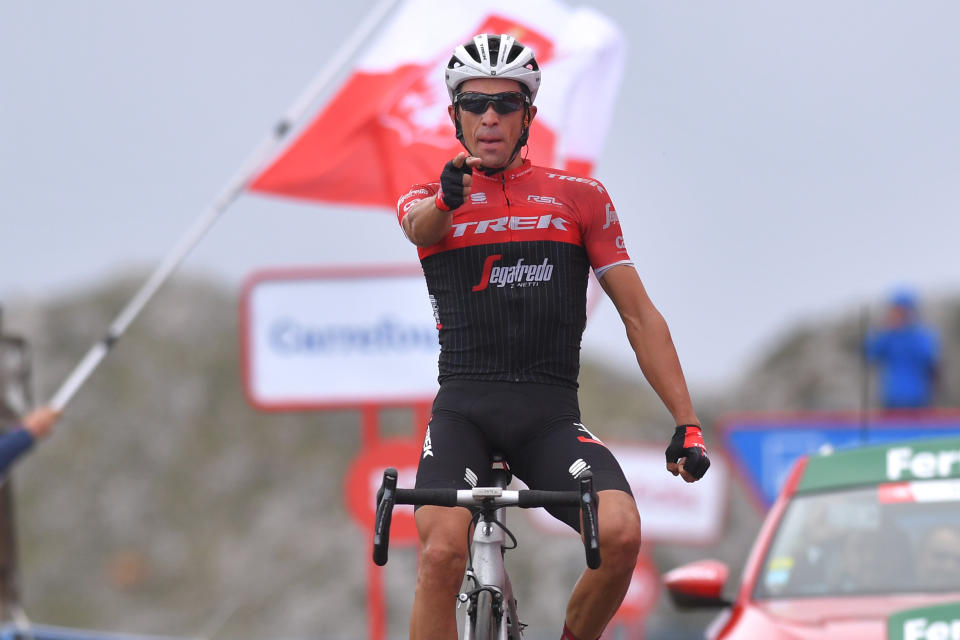Cycling: 72nd Tour of Spain 2017 / Stage 20
Arrival / Alberto CONTADOR (ESP)/ Celebration / 
Corvera de Asturias - Alto de L&#39;Angliru 1560m (117,5km) / La Vuelta / (Photo by Tim de Waele/Corbis via Getty Images)