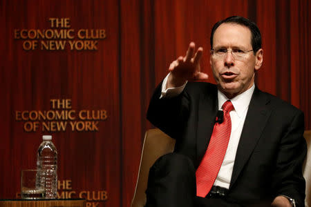 Chief Executive Officer of AT&T Randall Stephenson speaks during a moderated discussion before the Economic Club of New York, in New York City, U.S., November 29, 2017. REUTERS/Brendan McDermid