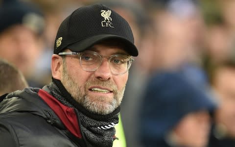 Liverpool's German manager Jurgen Klopp looks on before the English Premier League football match between Everton and Liverpool at Goodison Park in Liverpool, north west England on March 3, 2019. (Photo by Oli SCARFF / AFP) / RESTRICTED TO EDITORIAL USE. No use with unauthorized audio, video, data, fixture lists, club/league logos or 'live' services. Online in-match use limited to 120 images. An additional 40 images may be used in extra time. No video emulation. Social media in-match use limited to 120 images. An additional 40 images may be used in extra time.  - Credit: AFP