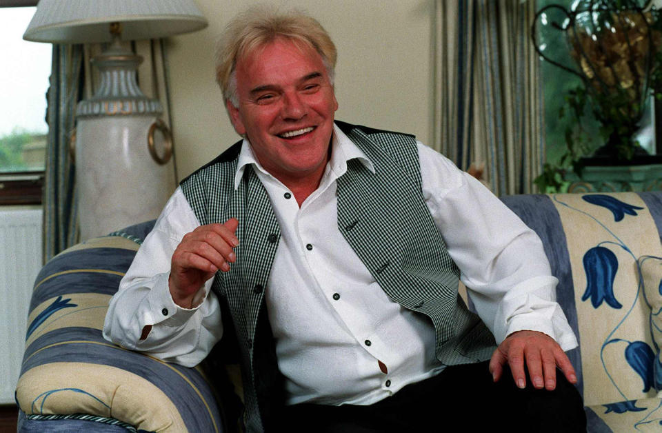 Freddie Starr Comedian Actor June 1998 Sitting on blue and white sofa in his luxury home