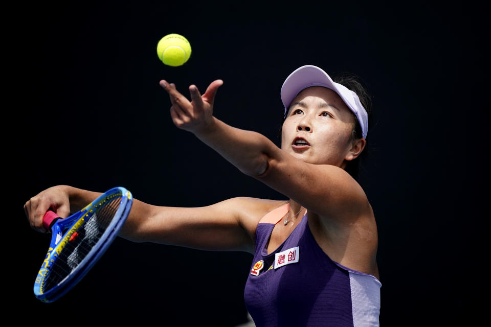 Tennis - Australian Open - First Round - Melbourne Park, Melbourne, Australia - January 21, 2020  China's Shuai Peng in action during the match against Japan's Nao Hibino REUTERS/Kim Hong-Ji