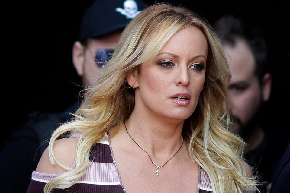 Adult film actress Stormy Daniels arrives for the opening of the adult entertainment fair Venus in Berlin, on Oct. 11, 2018.<span class="copyright">Markus Schreiber—AP</span>