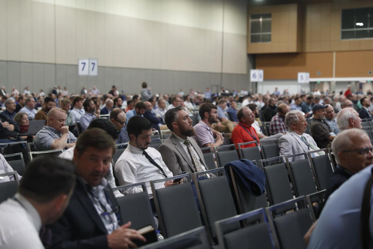 The Presbyterian Church in America, an influential evangelical Christian denomination, gathers for its 50th General Assembly on June 14, 2023, at the Renasant Convention Center in Downtown Memphis.