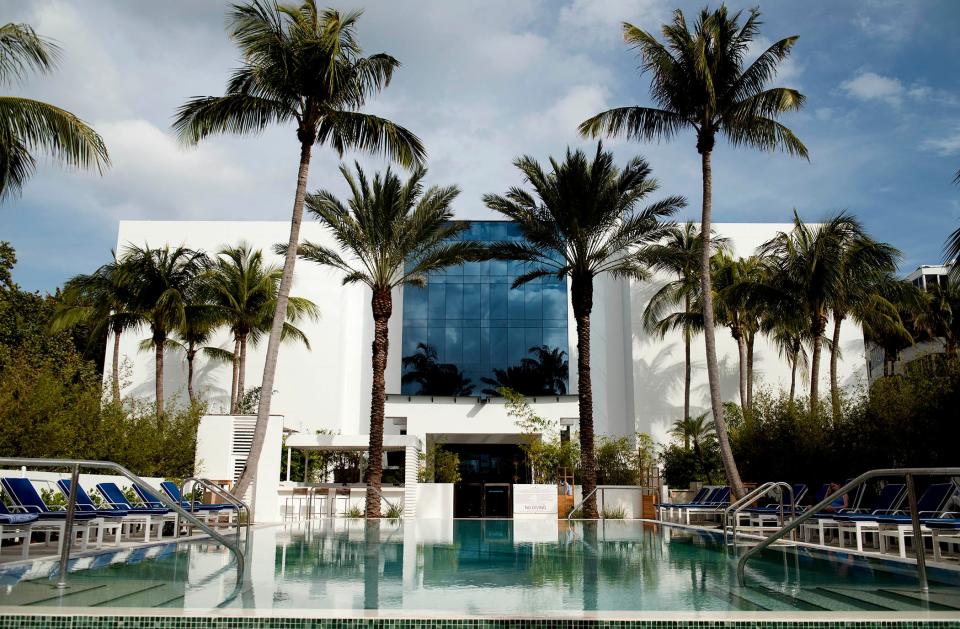 As part of the $20 million renovation of the Tideline Palm Beach Ocean Resort and Spa, the pool area was revamped and the resort's exterior was made brighter.