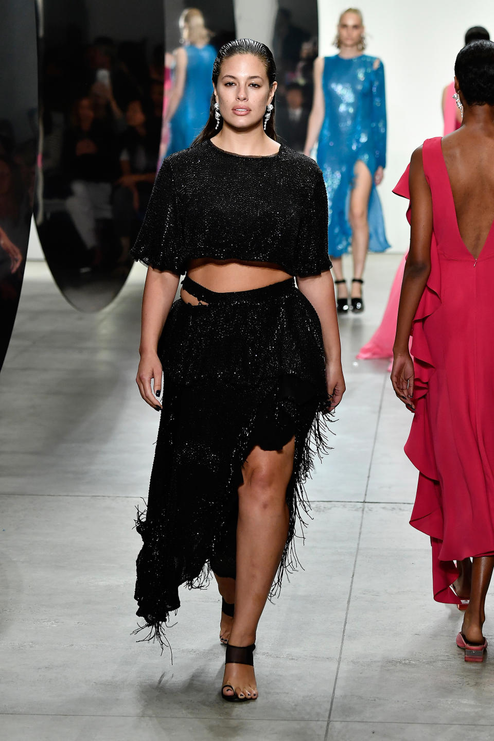 Curvy model Ashley Graham walks the runway during the Prabal Gurung Spring 2018 show. (Photo: Getty Images)