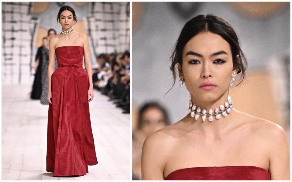 Dior had sculptural earrings and chokers