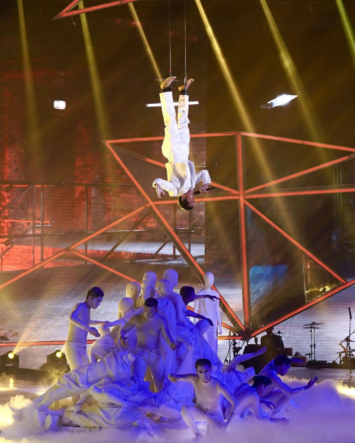 The singer performed upside down at AJL last February