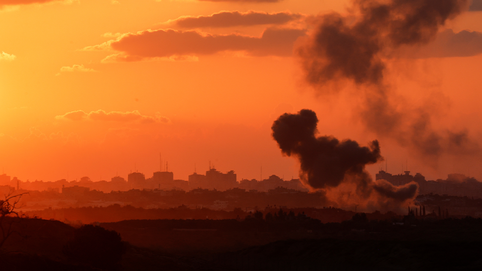 smoke from Gaza strip in Israel-Hamas war