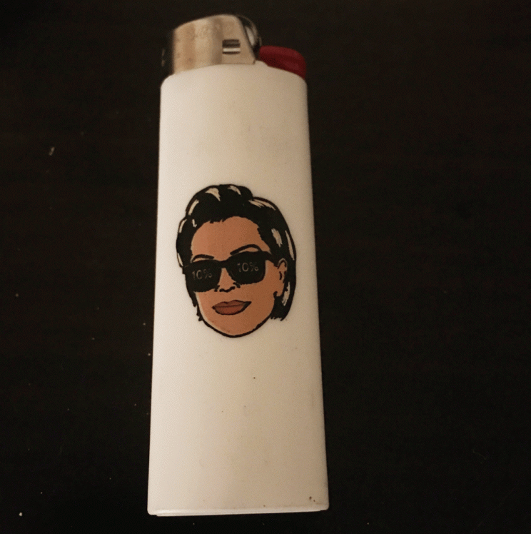 A lighter emblazoned with the face of Kris Jenner. (Photo: Donna Freydkin)