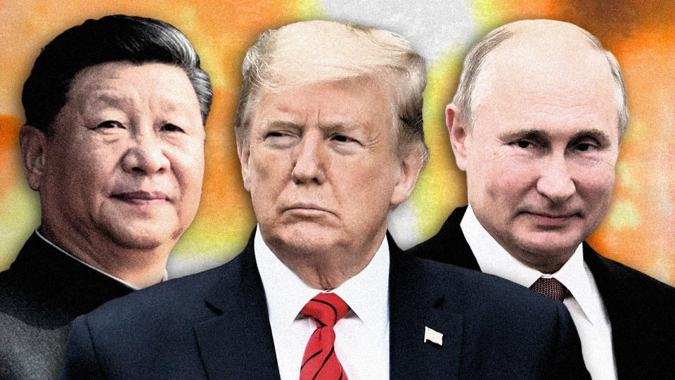 Xi Jinping, Donald Trump and Vladimir Putin