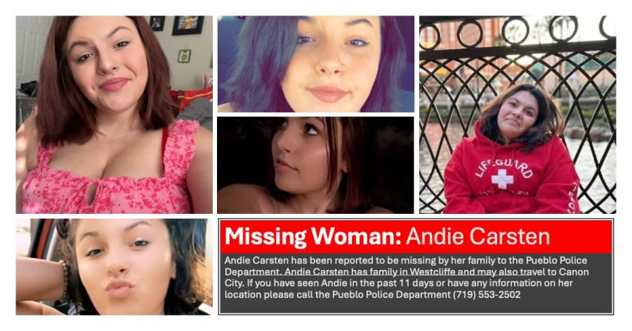 Andie Carsten missing from Pueblo