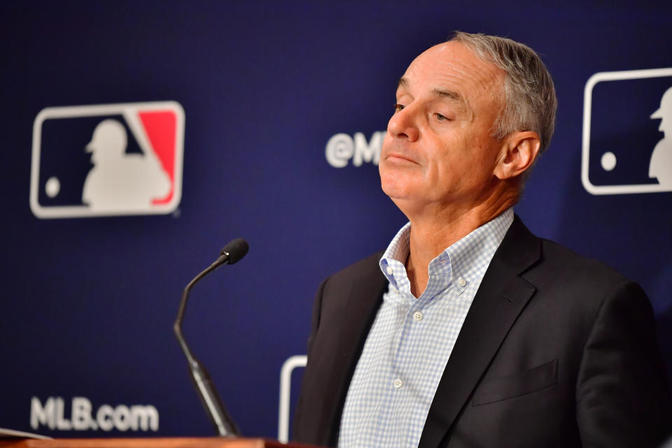 MLB美國職棒大聯盟主席Rob Manfred。（Photo by Julio Aguilar/Getty Images）