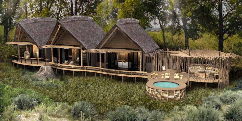 A guest sweet at Tawana camp in Botswana has three pavilions and a private swimming pool