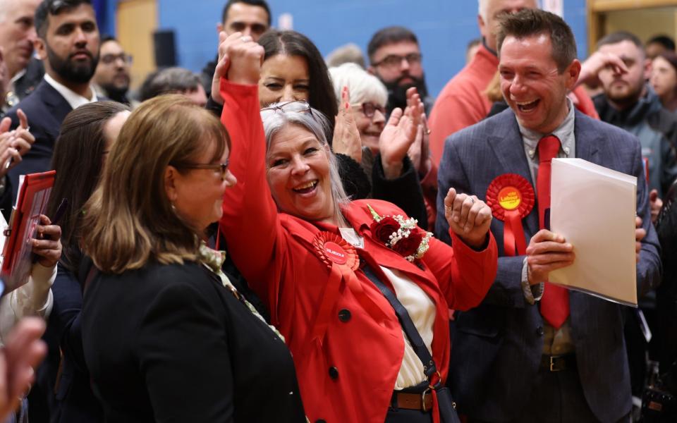 A triumphant Sarah-Jane Colclough wins the seat of Bentilee, Ubberley and Townsend as Labour romped to gains in Stoke-on-Trent - Nathan Stirk/Getty Images