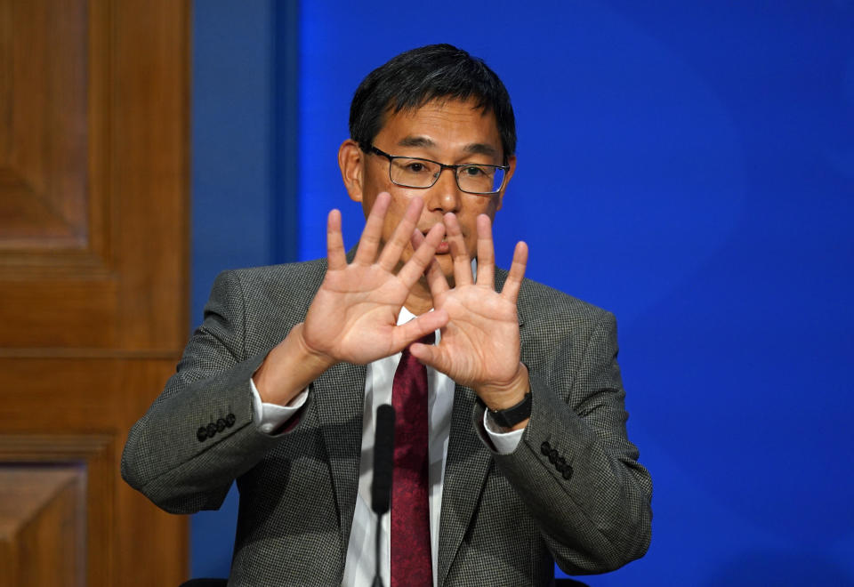 Prof Wei Shen Lim at Wednesday's Downing Street press conference. (PA)