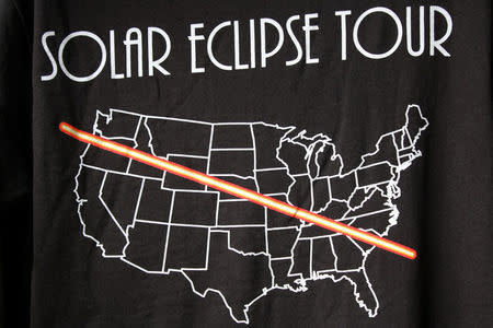 REFILE - CORRECTING DATE -- In preparation for the Solar Eclipse, t-shirts commemorating the day are shown in Depoe Bay, Oregon, U.S. August 9, 2017. Picture taken August 9, 2017. REUTERS/Jane Ross