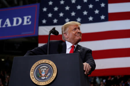 U.S. President Donald Trump delivers remarks at a campaign rally in Estero, Florida, U.S., October 31, 2018. REUTERS/Carlos Barria