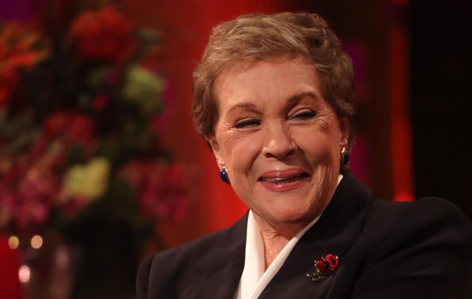 Julie Andrews during the filming for the Graham Norton Show, to be aired on BBC One on Friday evening. (Photo by Isabel Infantes/PA Images via Getty Images)