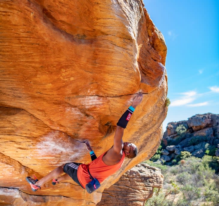 <span class="article__caption">Kai Lightner on Sky (V13), which he sent in short session in 2019. (Photo: Shane Messer)</span>