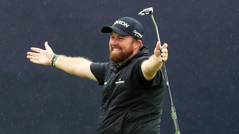 Open Champion Shane Lowry of Ireland celebrates on the 18th green during the final round of the 148th Open Championship held on the Dunluce Links at Royal Portrush Golf Club on July 21, 2019 in Portrush, United Kingdom. (Photo by Andrew Redington/Getty Images)