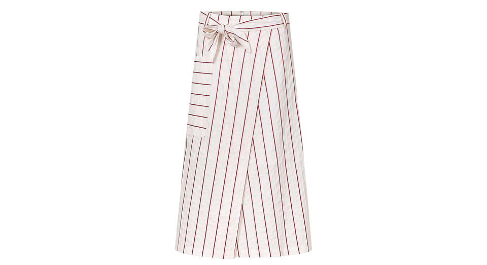 Striped Ivory Midi Wrap Skirt